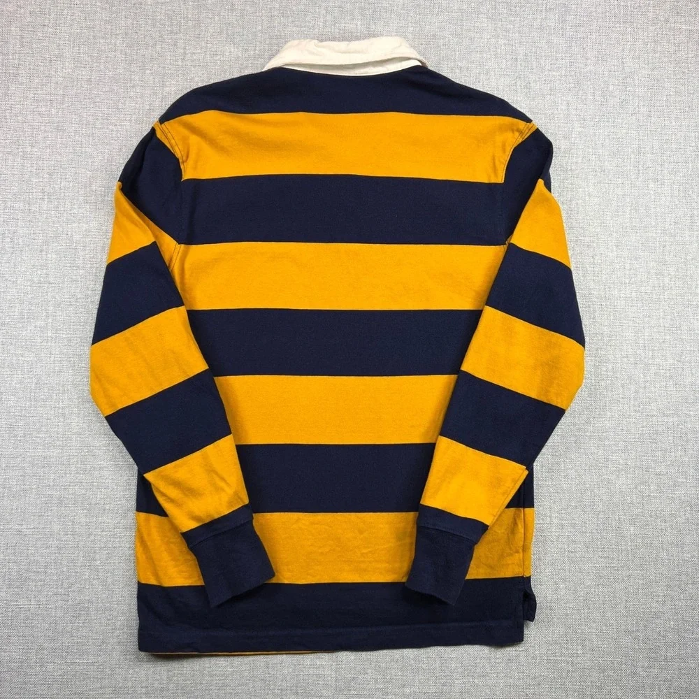 J.Crew Rugby‎ Shirt Striped Long Sleeve Men Small Navy Yellow Preppy College